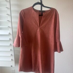 BCBG Faux Suede Bell Sleeve Dress